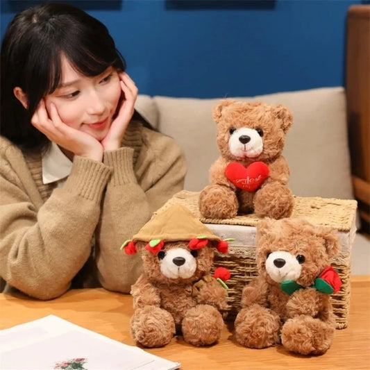 Soft Plush Teddy Bear Holding Rose – Romantic Gift